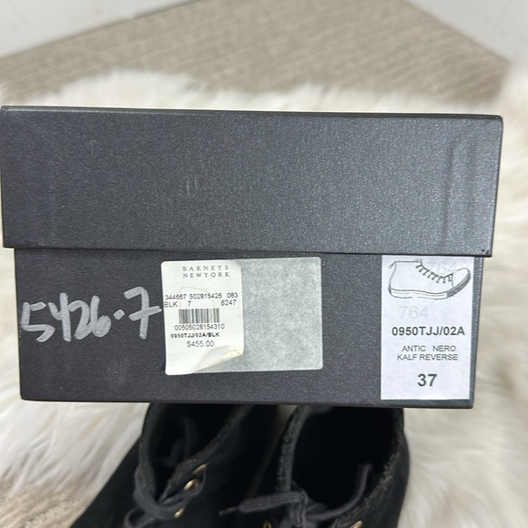 Rocco P. Women's Black High-Top Suede Lace up Shoes with Zipper in Back 37/ 6.5 - Picture 6 of 8